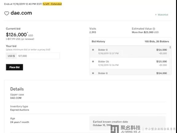 过期拍卖!DAE.COM超88万元结拍;三字母vxj.com超9万易主
